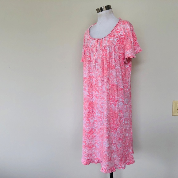 Coral Paisley Floral XL Nightgown SECRET TREASURES Ruffle Scoop Neck and Hem - Picture 4 of 9